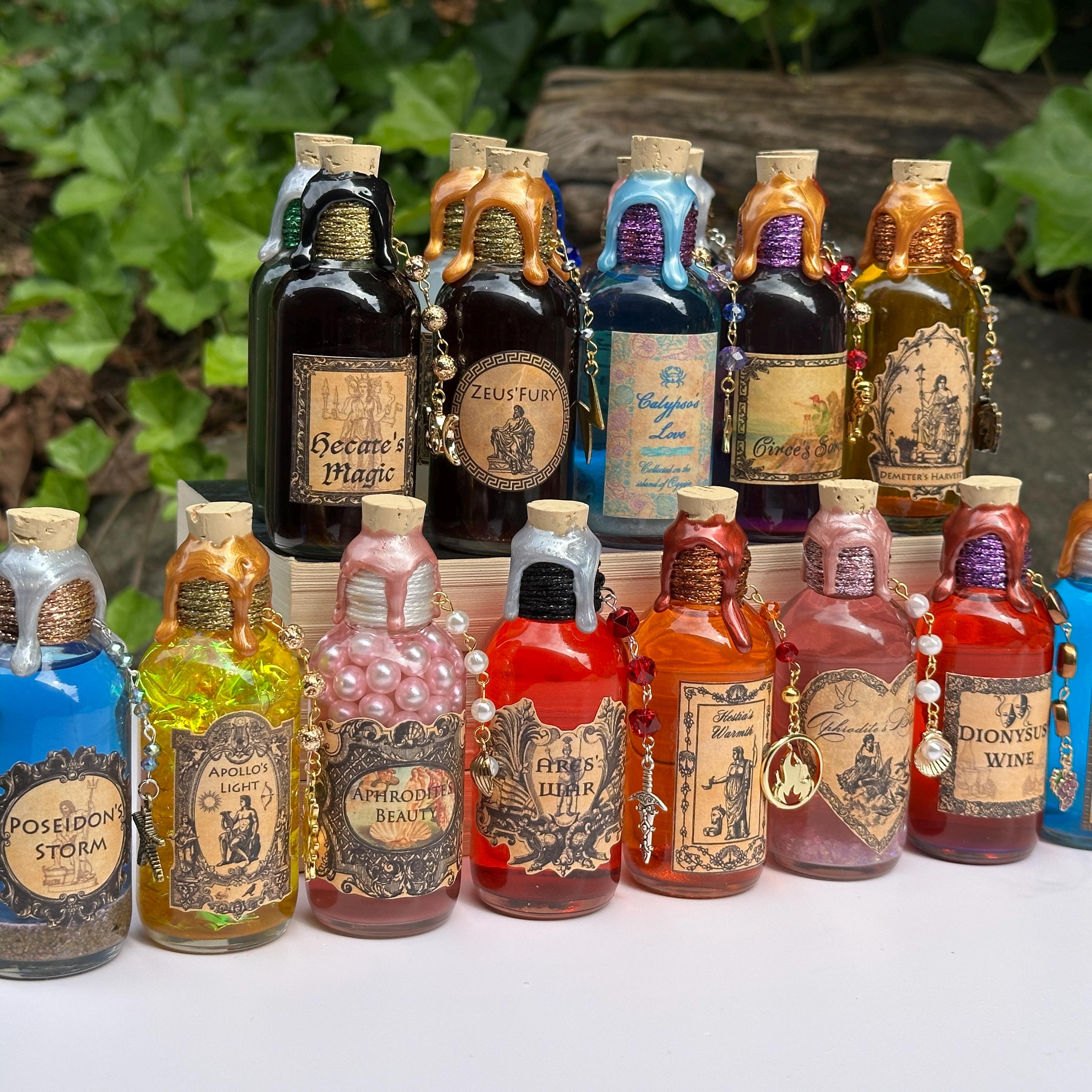 MINI Greek Mythology Potions | Color Changing Potion Bottle | Handmade Potion Decor | Greek God & Goddess Potions | Fantasy Potion Decor