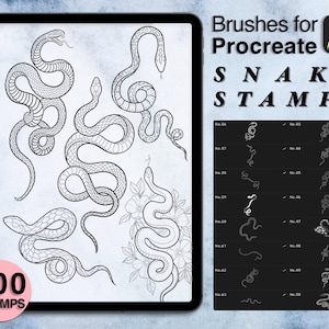 200 carimbos de cobra procreate | pincéis procreate | estilo de tatuagem | Economize seu tempo e explore agora