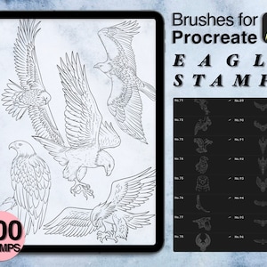 100 procreate eagle stamps | procreate brushes | tattoo style | Save your time and explore now
