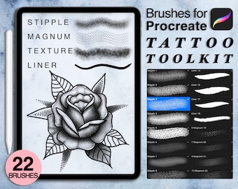 22 Tattoo toolkit procreate brushes | stipple brushes | magnum brushes | Save your time and explore now