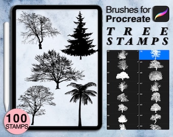 100 procreate tree stamps, pine tree, palm tree,..| procreate brushes | 4 procreate palettes gift set | Save your time and explore now