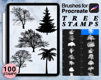 100 procreate tree stamps, pine tree, palm tree,..| procreate brushes | 4 procreate palettes gift set | Save your time and explore now