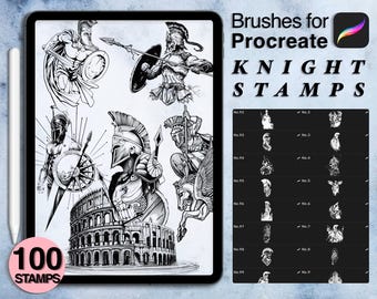100 procreate knight stamps | procreate brushes | tattoo style | Save your time and explore now
