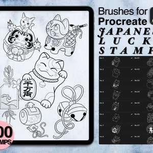 100 procreate Japanese lucky stamps | procreate brushes | Save your time and explore now