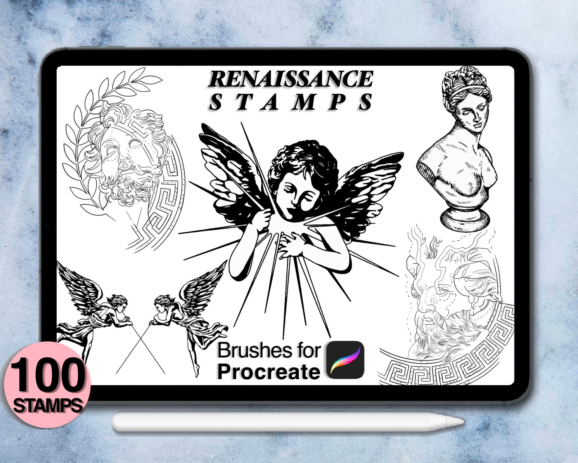 100 Procreate Renaissance Stamps | Procreate Brushes | Tattoo Style ...