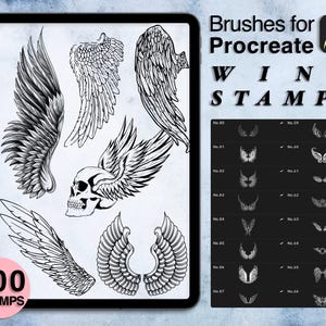 200 procreate wing stamps | procreate brushes | tattoo style | Save your time and explore now