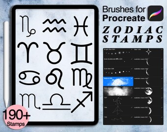 Zodiac Procreate Brushes: 190+ Constellation Stamps (Digital Download)