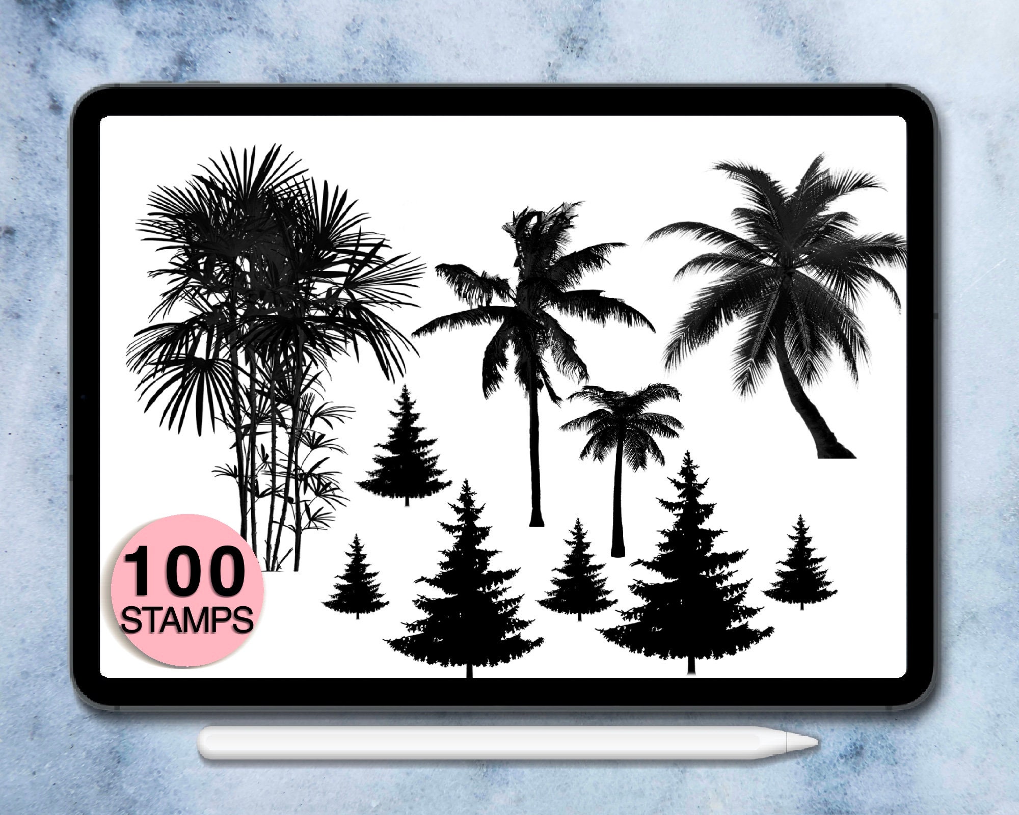 100 Procreate Tree Stamps Pine Tree Palm Tree.. Procreate Etsy
