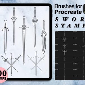 400 procreate sword stamps | procreate brushes | tattoo style | Save your time and explore now