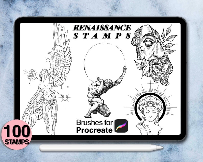 100 Procreate Renaissance Stamps | Procreate Brushes | Tattoo Style ...
