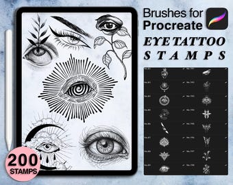 200 Procreate Eye Tattoo Stamps: Brush Set (Digital Download)