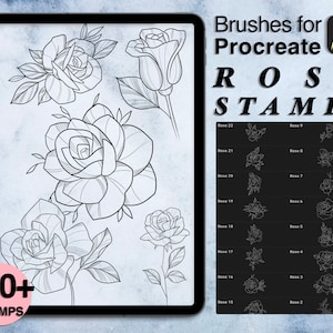 100+ Procreate Rose Stamps: Floral Tattoo Brushes (Digital Download)