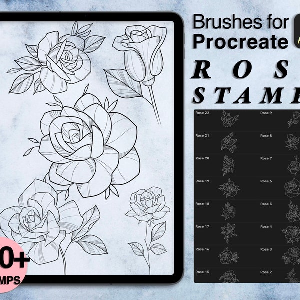 100 timbres procréer rose | procréer des pinceaux | style de tatouage floral | Économisez votre temps et explorez maintenant