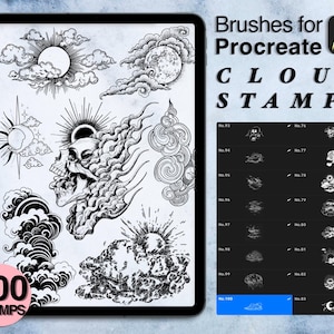 Procreate Cloud & Tattoo Stamps: 220 Ornamental Brushes (Digital Download)