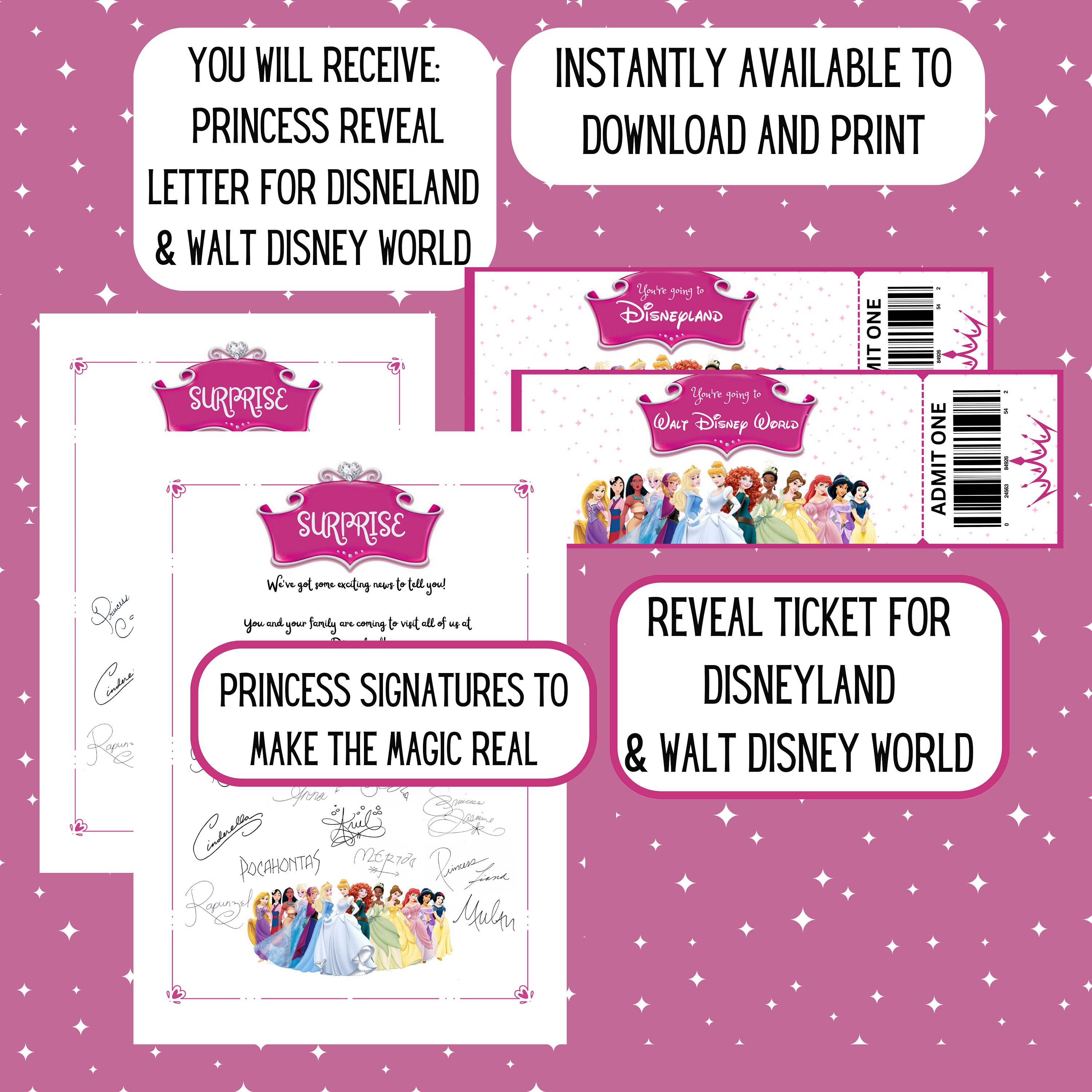 Instant Download Disneyland Disneyworld Reveal Surprise Letter Princess ...