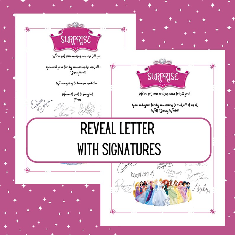 Instant Download Disneyland Disneyworld Reveal Surprise Letter Princess ...