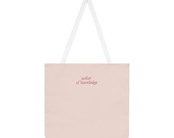 Pink Islamic Seeker of Knowledge Shoulder Tote Bag | minimalist text design
