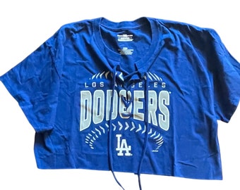 Los Angeles Dodgers Repurposed Lace up Crop Tee - Etsy
