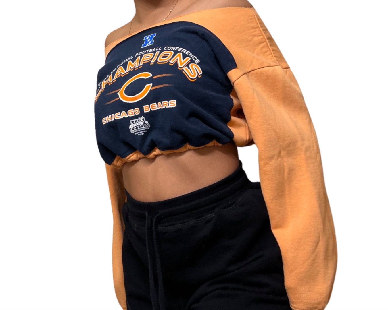 Chicago Bears Repurposed Adjustable Crop Sweatshirt