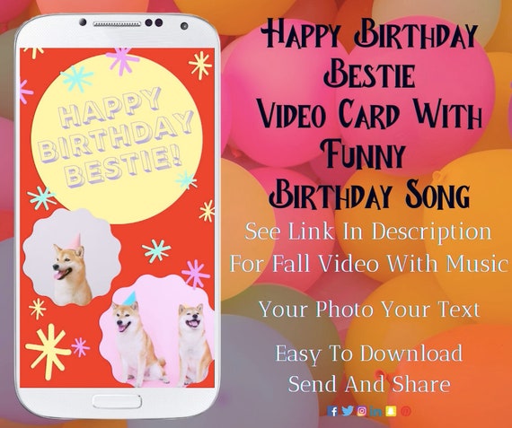 Happy Birthday Bestie E-card Video Message With Funny Birthday - Etsy Happy Birthday Bestie E-card Video Message With Funny Birthday - Etsy