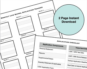 Law School Application Tracker - Instant Download
