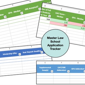 Law School Application Tracker - Instant Download - Easily track all of your school applications