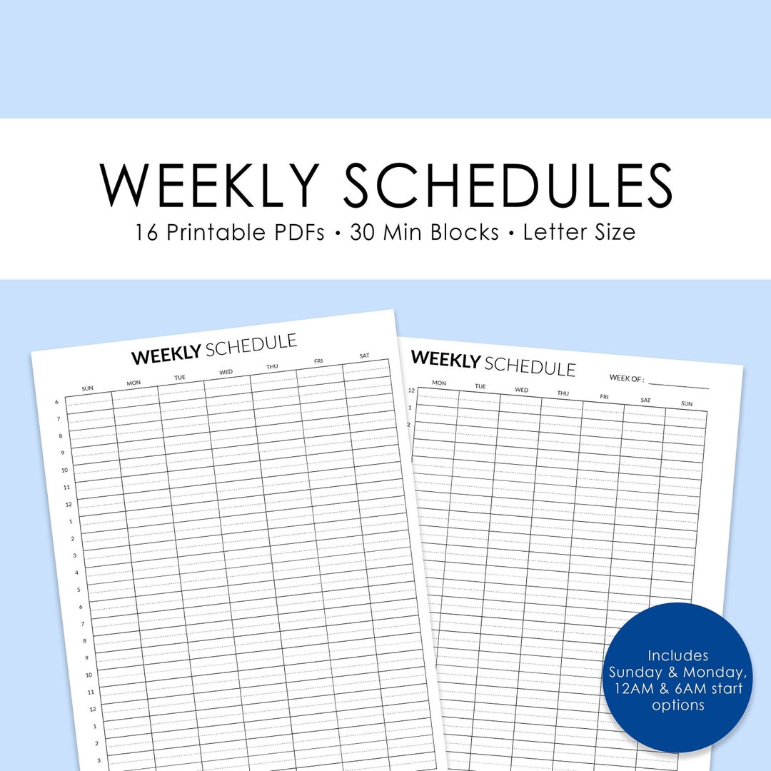 Weekly Block Schedules - Etsy