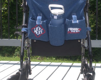 Personalized Walker/Rollator Tote Bag with Tumbler Pocket: Custom Pockets & Embroidery