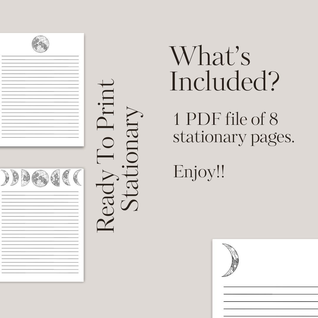 Printable Stationary | Moon Phase | Simple Stationary | Minimalistic ...