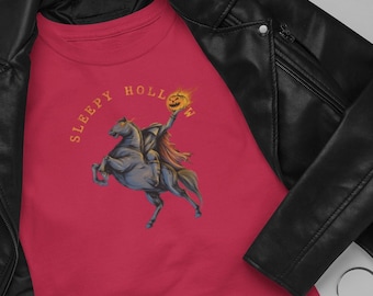 Women's Spooky Sleepy Hollow Tee Shirt | Headless Horseman Tee | Halloween Town New York Shirt | Fall Pumpkin Head T-shirt