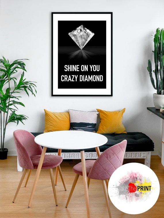 Wandsticker 'Shine On You Crazy Diamond' – Songtext Aufkleber In Schwarz, 255 X 545 Mm