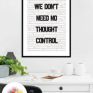 Pink Floyd | Music Art | We Don't Need No Thought Control - Downloadable Art | Printable | Pop Art Poster | Wall Art | Music Themed Art |