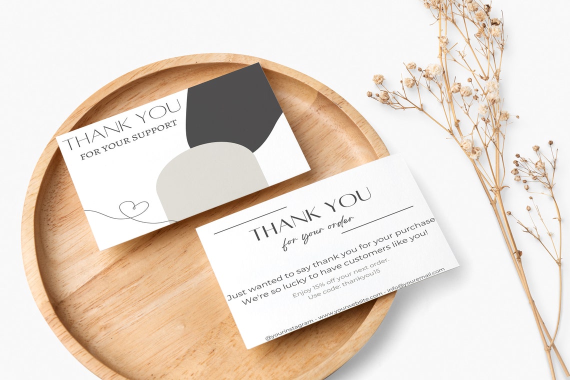 Editable Business Thank You Card Printable Thanks for Your - Etsy