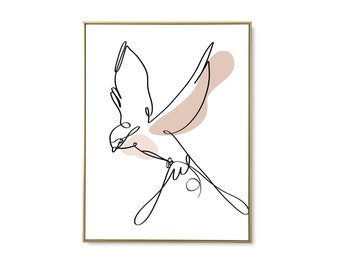Bird One Line Art. One Line Drawing, moderne Line Art. Minimalistische Line Art. Moderne Minimal Art, eine Linie Kunstdruck.