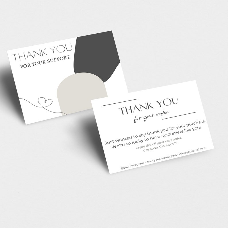 Editable Business Thank You Card Printable Thanks for Your - Etsy