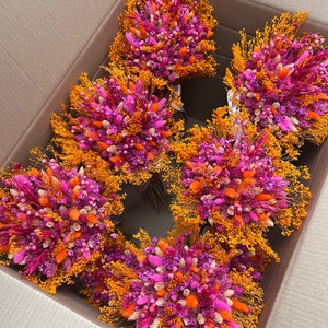 Colourful floral bouquet / Bright dried flowers for home decor / Orange and pink arrangement / Vibrant dry flowers / Birthday gifts for her