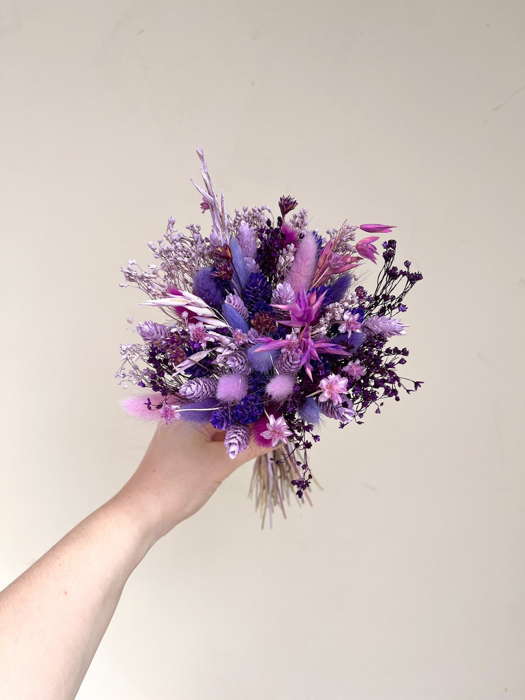 Small Dark Purple Dried Flower Bouquet / Dry Flower Arrangement