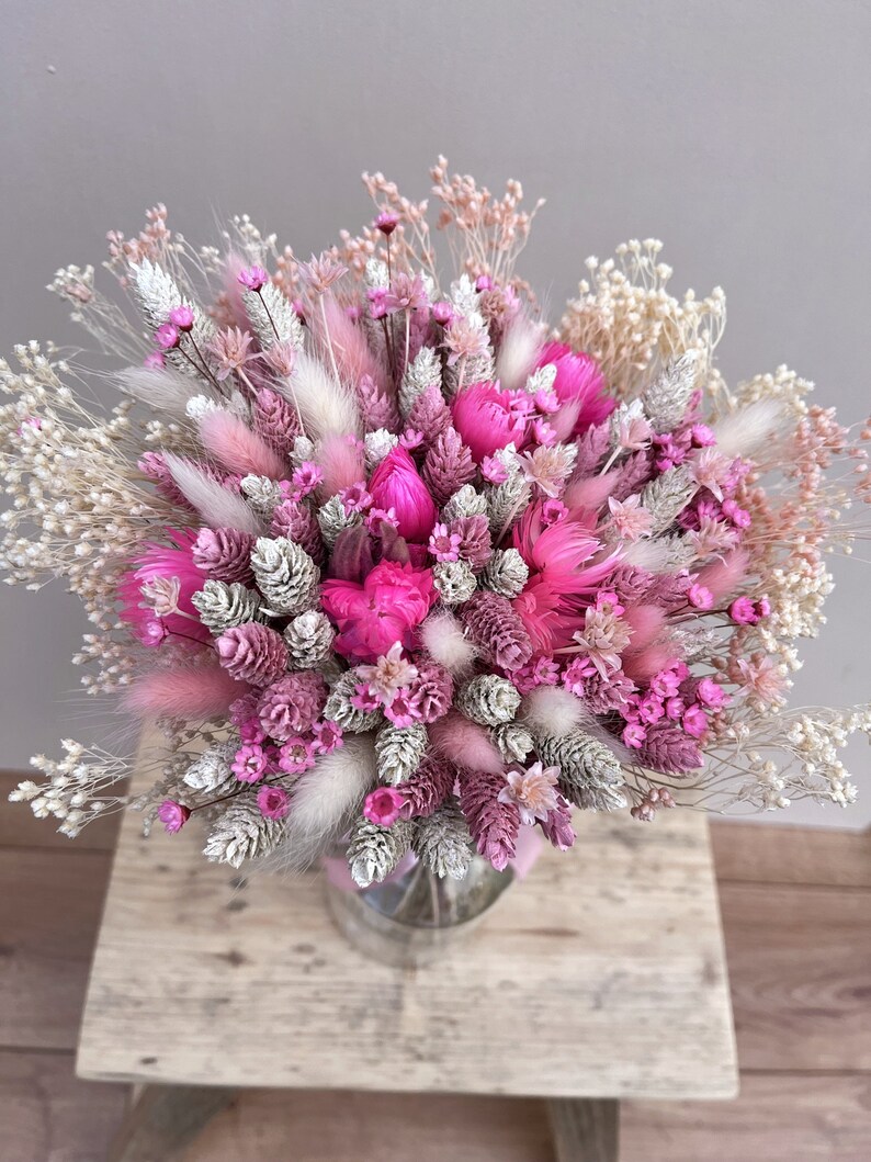 Pink Dried Flower Bouquet for Bridesmaid Mothers Day Dried Etsy UK