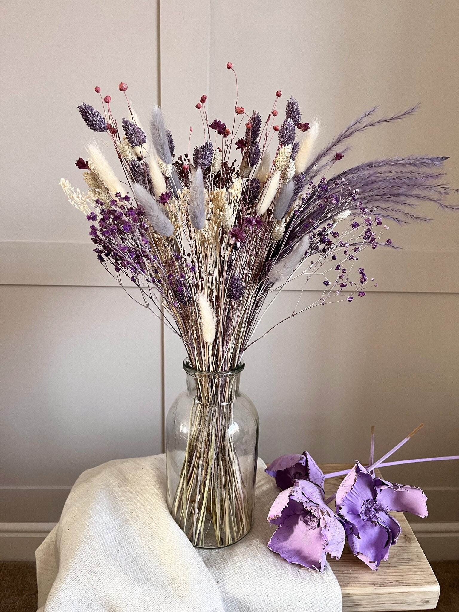 Violet Dried Flower Arrangement Purple Dry Flower Display Etsy UK