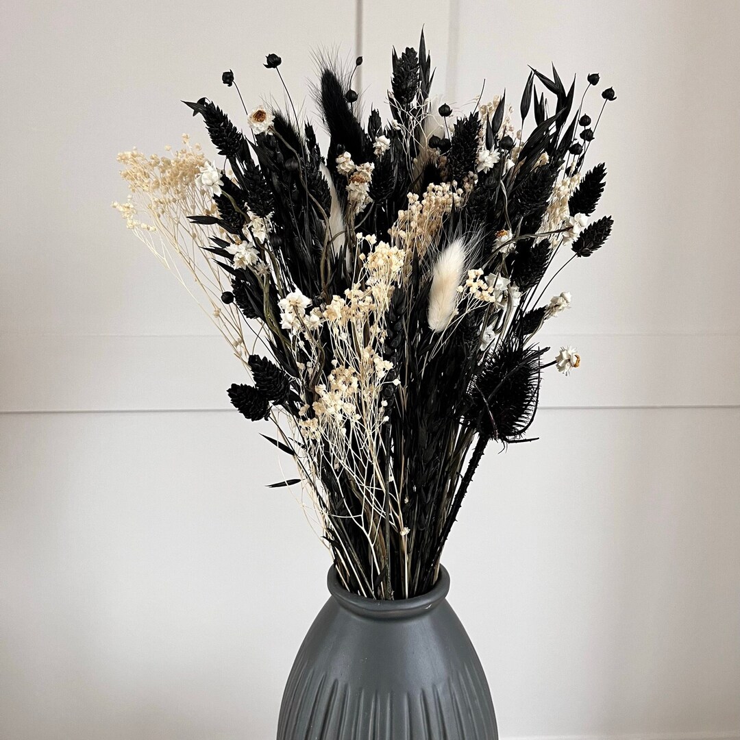 Black Dried Flower Arrangement Monochrome Floral Bunch Etsy UK