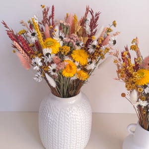 spring wildflower bouquet with bunny tails