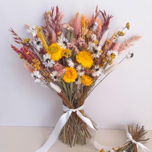 yellow wildflower bouquet with orange