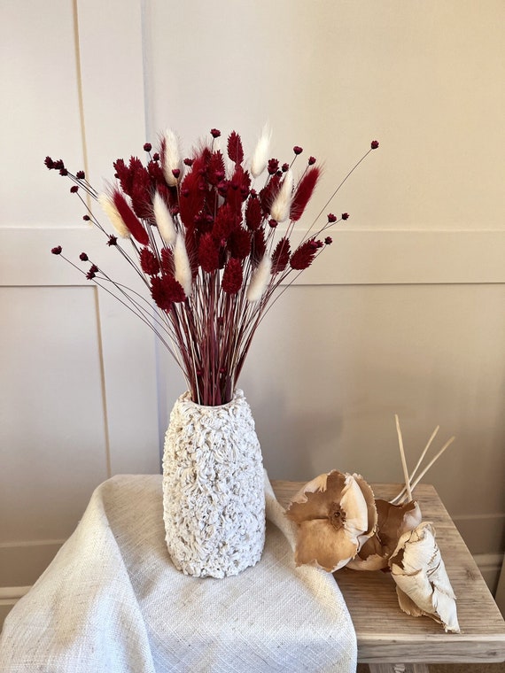 Small Red and White Dried Flower Arrangement Red Flower Bouquet