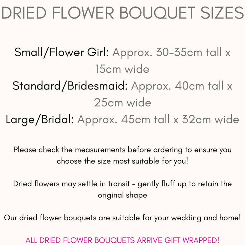 dried flower size guide