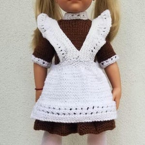 18 inches, 19 inches   doll clothes  (Suitable for American Girl and Gotz dolls and etc.). Knitted dress and Knitted headband.  Handmade.