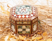 Handmade wooden Jewelry Box, Green Mother of Pearl, Mosaic Marquetry Memory Box, Anniversary Gift for her, Gift for women, Jewelry storage