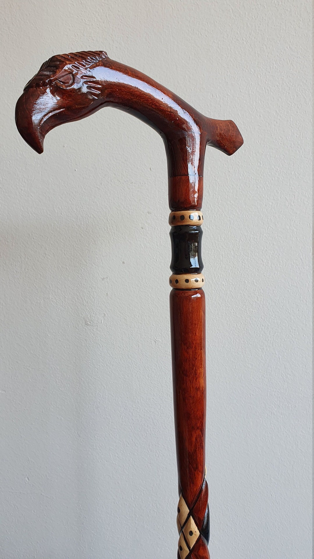 Personalized Carved Walking Stick, Handmade Wooden Walk Stick, Eagle