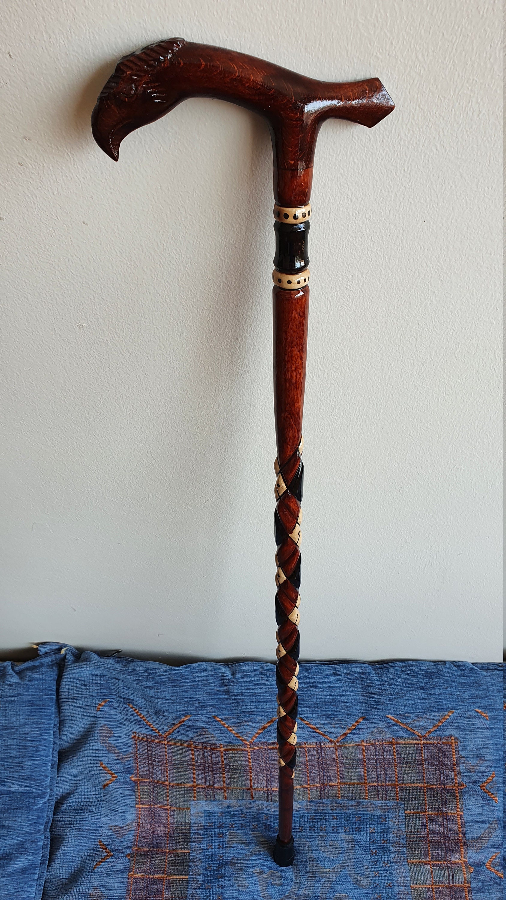 Personalized Carved Walking Stick, Handmade Wooden Walk Stick, Eagle