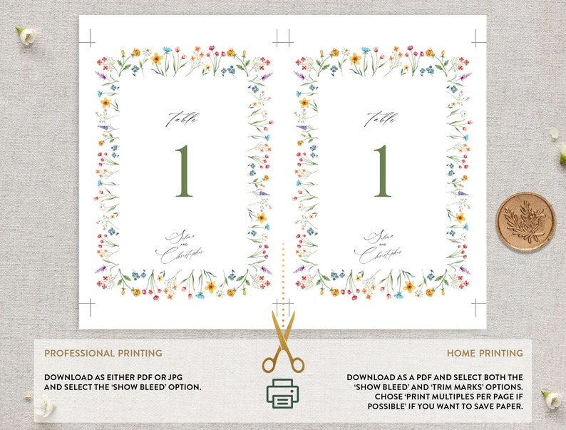 FLORA Wildflower Table Number Template Summer Table Number - Etsy
