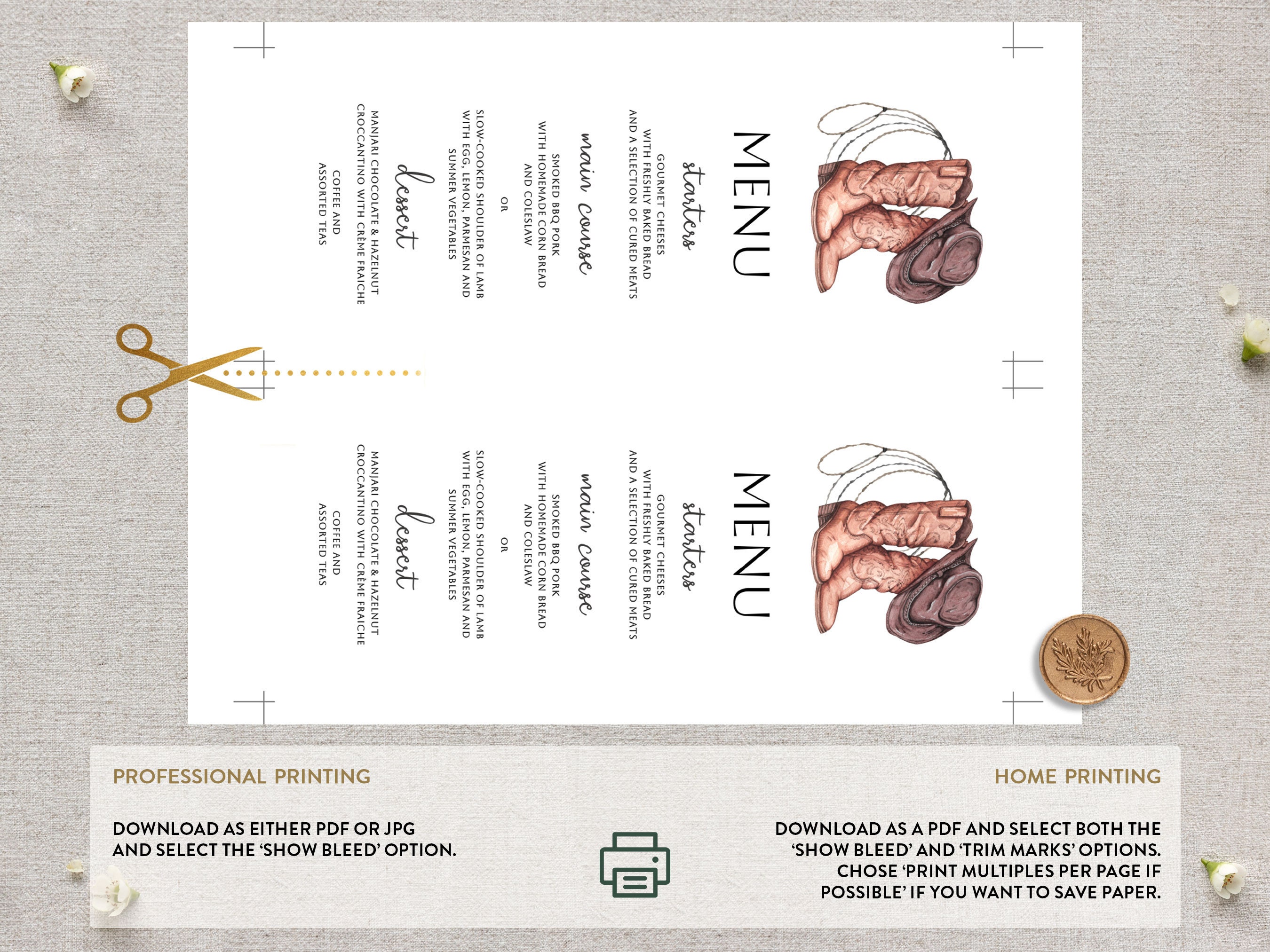 First Rodeo Birthday Party Menu Template, Western Birthday Menu Card ...